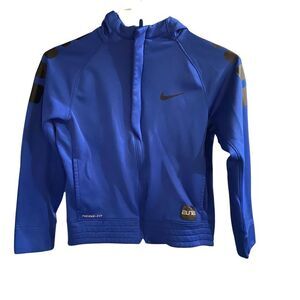 Nike Elite Therma-Fit Athletic Full Zip Pockets Blue Boys Hoodie Size L